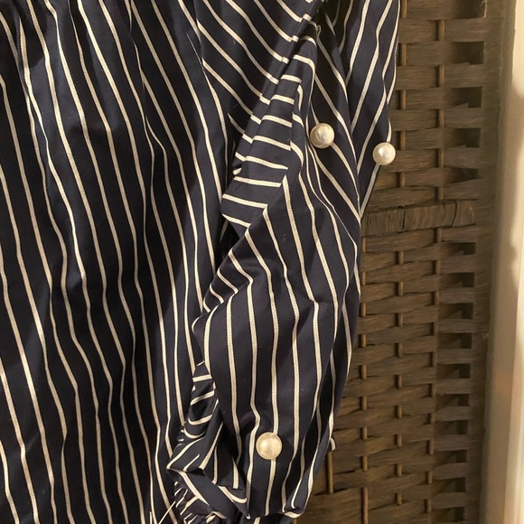 MSK Navy Blue & White Strip Dress…I AM PETITE - Picture 4 of 6